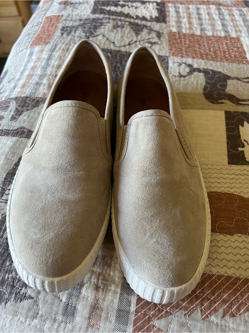 Frye Women's Slip-On Suede Sneakers in Light Beige